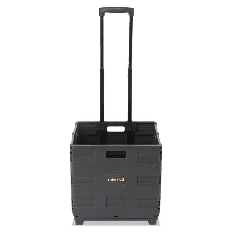 Universal® Collapsible Mobile Storage Crate, Plastic, 18.25 x 15 x 18.25 to 39.37, Black (UNV14110) Each
