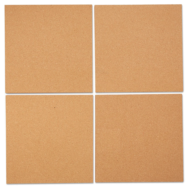 Universal® Cork Tile Panels, 12 x 12, Brown Surface, 4/Pack (UNV43404)