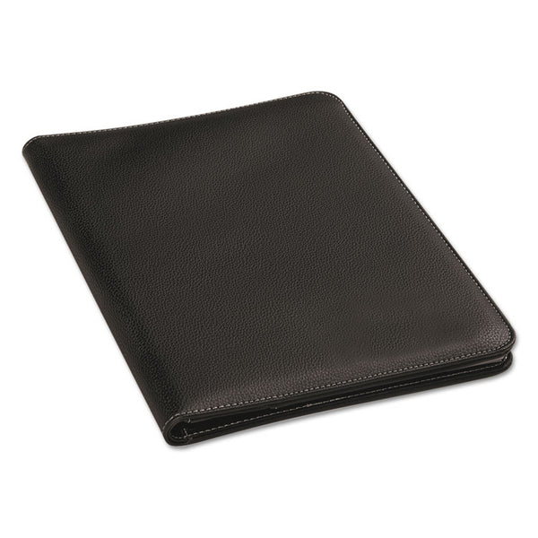 Universal® Leather-Look Pad Folio, Inside Flap Pocket w/Card Holder, Black (UNV32660)