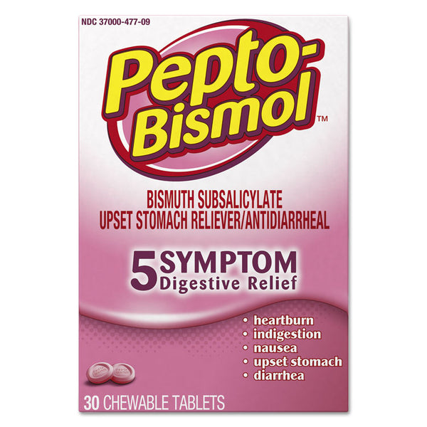 Pepto-Bismol™ Chewable Tablets, Original Flavor, 30/Box, 24 Box/Carton (PGC03977) Case of 24