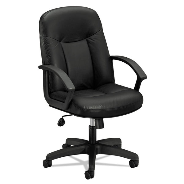 HON® HVL601 Series Executive High-Back Leather Chair, Supports Up to 250 lb, 17.44" to 20.94" Seat Height, Black (BSXVL601SB11)