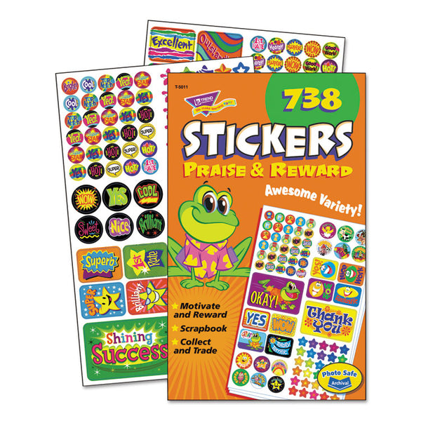 TREND® Sticker Assortment Pack, Frogs, Starts, Thank You!, Assorted Colors, 738/Pad (TEP5011) Each