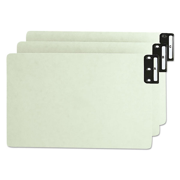 Smead™ 100% Recycled End Tab Pressboard Guides with Metal Tabs, 1/3-Cut End Tab, A to Z, 8.5 x 14, Green, 25/Set (SMD63276)