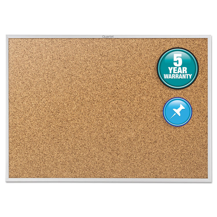 Quartet® Classic Series Cork Bulletin Board, 36 x 24, Tan Surface, Silver Anodized Aluminum Frame (QRT2303)