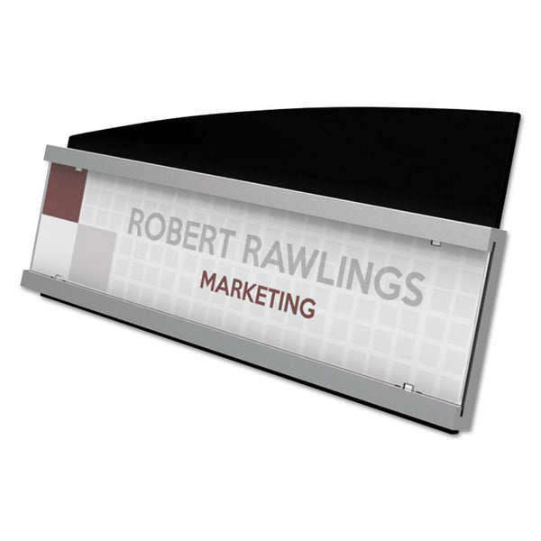 deflecto® Interior Image Anti-Glare Sign Holder, Landscape, 8.5 x 2 Insert, Black/Silver (DEF89105) Each