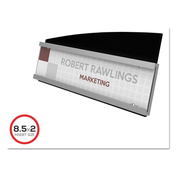 deflecto® Interior Image Anti-Glare Sign Holder, Landscape, 8.5 x 2 Insert, Black/Silver (DEF89105) Each