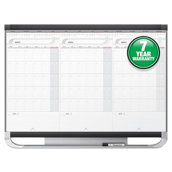 Quartet® Prestige 2 Total Erase Three-Month Calendar, 36 x 24, White Surface, Graphite Fiberboard/Plastic Frame (QRTCMP32P2)