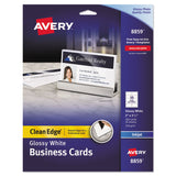 Avery® True Print Clean Edge Business Cards, Inkjet, 2 x 3.5, Glossy White, 200 Cards, 10 Cards Sheet, 20 Sheets/Pack (AVE8859) Pack of 200