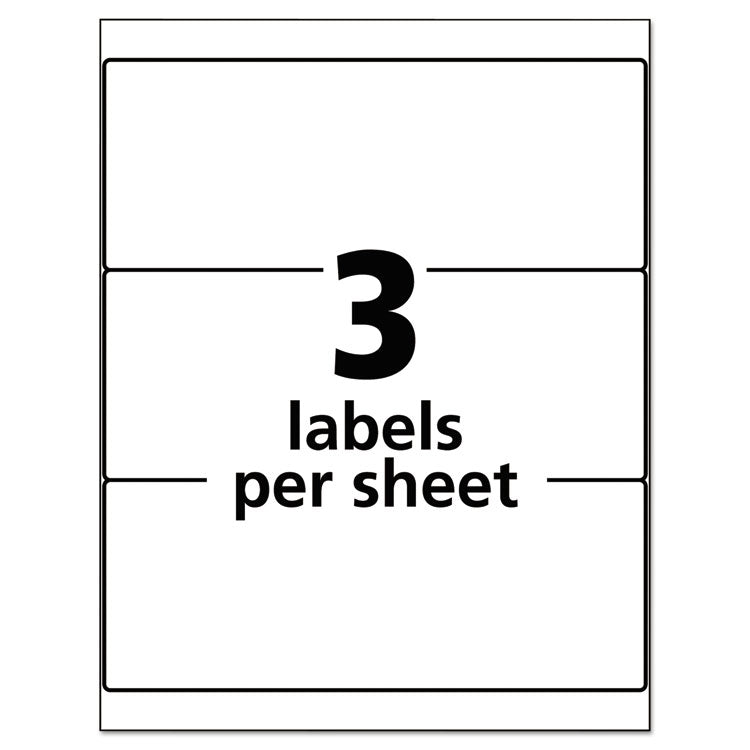 Avery® Durable Permanent ID Labels with TrueBlock Technology, Laser Printers, 3.25 x 8.38, White, 3/Sheet, 50 Sheets/Pack (AVE61531) Box of 150