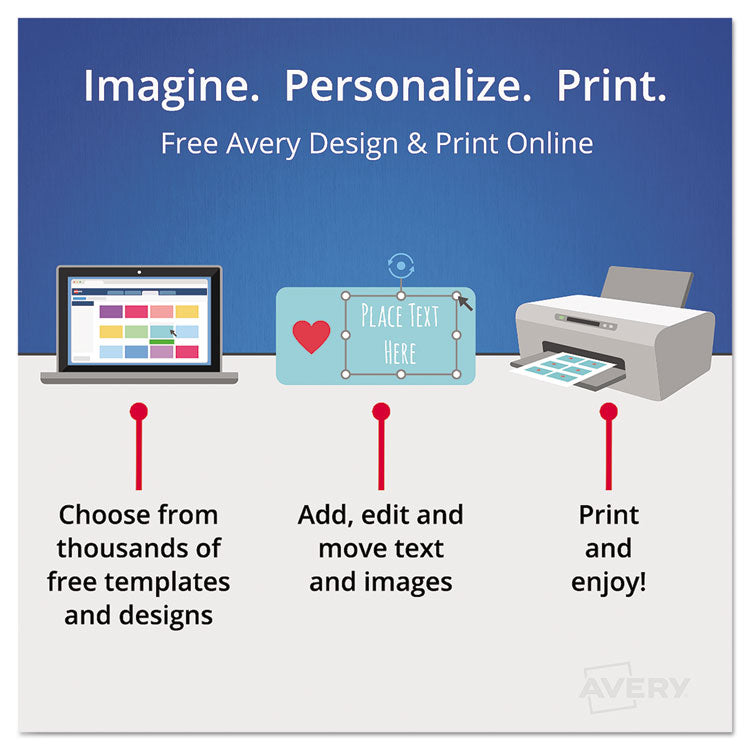 Avery® Printable Postcards, Inkjet/Laser, 74 lb, 4.25 x 5.5, Ivory, 100 Cards, 4 Cards/Sheet, 25 Sheets/Box (AVE5919) Pack of 100