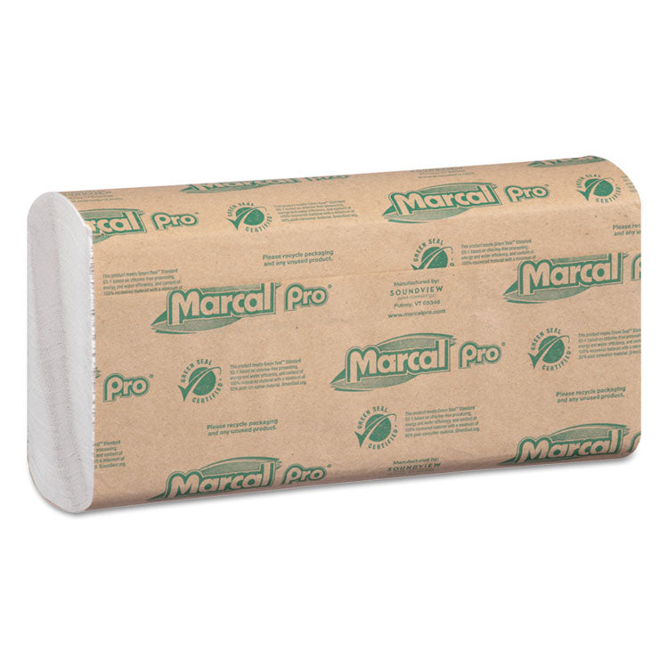 Marcal PRO™ 100% Recycled Folded Paper Towels, C-Fold, 1-Ply, 12.88 x 10.13, White, 150/Pack, 16 Packs/Carton (MRCP100B) Case of 2400