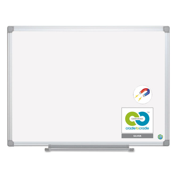 MasterVision® Earth Silver Easy-Clean Dry Erase Board, 48 x 36, White Surface, Silver Aluminum Frame (BVCCR0820790) Each