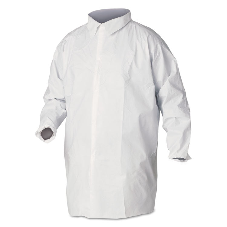KleenGuard™ A40 Liquid and Particle Protection Lab Coats, Large, White, 30/Carton (KCC44443) Case of 12