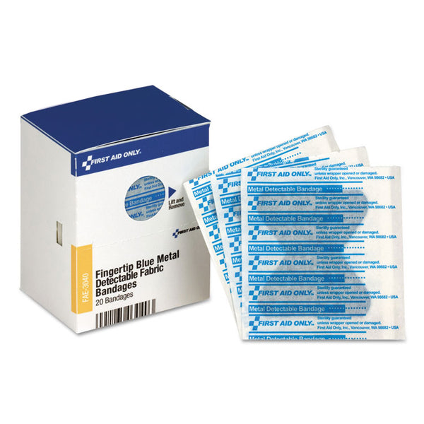 First Aid Only™ SmartCompliance Blue Metal Detectable Bandages,Fingertip, 1.75 x 2, 20 Box (FAOFAE3040) Each