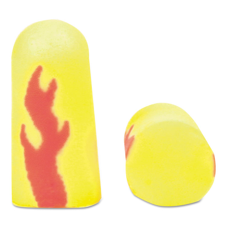 3M™ E-A-Rsoft Blasts Earplugs, Cordless, Foam, Yellow Neon/Red Flame, 200 Pairs/Box (MMM3121252) Box of 200