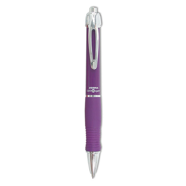 Zebra® GR8 Gel Pen, Retractable, Medium 0.7 mm, Violet Ink, Violet/Silver Barrel, 12/Pack (ZEB42680)