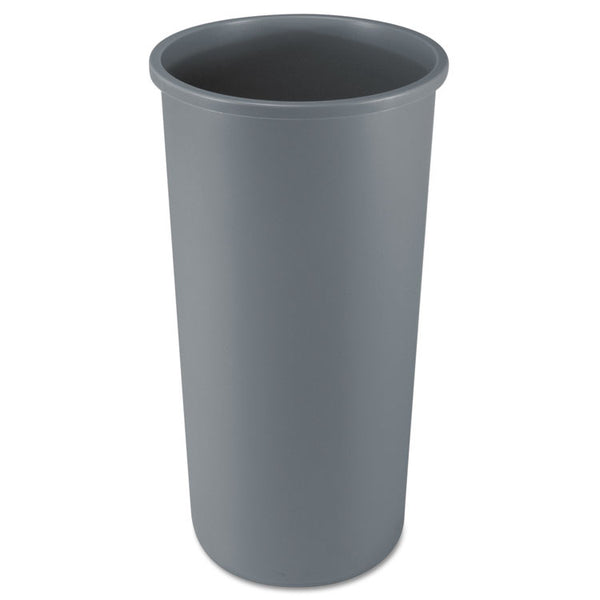 Rubbermaid® Commercial Untouchable Large Plastic Round Waste Receptacle, 22 gal, Plastic, Gray (RCP354600GY)