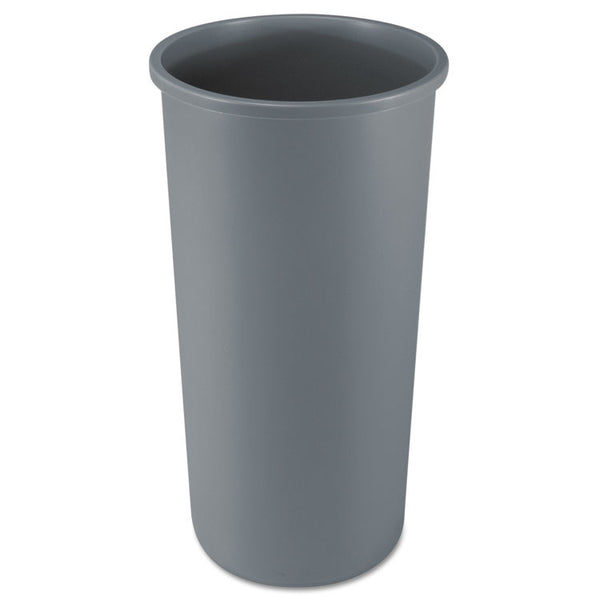 Rubbermaid® Commercial Untouchable Large Plastic Round Waste Receptacle, 22 gal, Plastic, Gray (RCP354600GY) Each