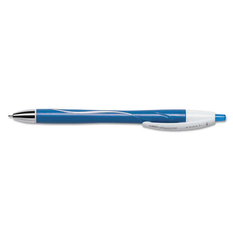 BIC® GLIDE Exact Ballpoint Pen, Retractable, Fine 0.7 mm, Blue Ink, Blue Barrel, Dozen (BICVCGN11BE)