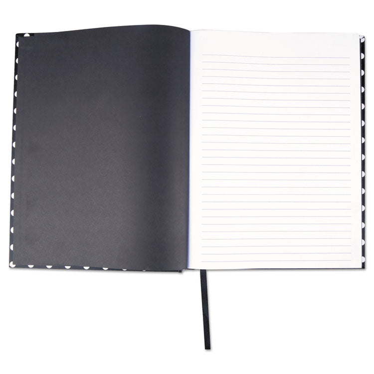 Universal® Casebound Hardcover Notebook, 1-Subject, Wide/Legal Rule, Black/White Cover, (150) 10.25 x 7.63 Sheets (UNV66350)