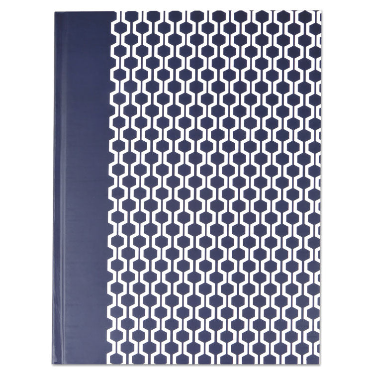 Universal® Casebound Hardcover Notebook, 1-Subject, Wide/Legal Rule, Dark Blue/White Cover, (150) 10.25 x 7.63 Sheets (UNV66351)