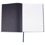 Universal® Casebound Hardcover Notebook, 1-Subject, Wide/Legal Rule, Dark Blue/White Cover, (150) 10.25 x 7.63 Sheets (UNV66351)