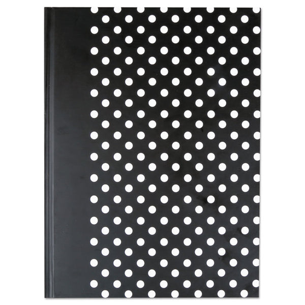 Universal® Casebound Hardcover Notebook, 1-Subject, Wide/Legal Rule, Black/White Cover, (150) 10.25 x 7.63 Sheets (UNV66350)