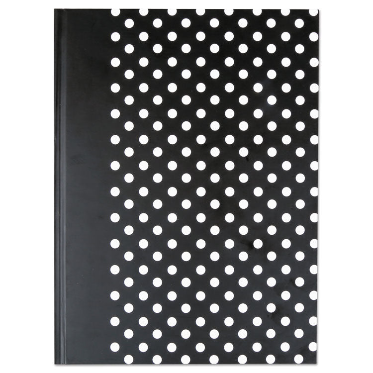 Universal® Casebound Hardcover Notebook, 1-Subject, Wide/Legal Rule, Black/White Cover, (150) 10.25 x 7.63 Sheets (UNV66350)