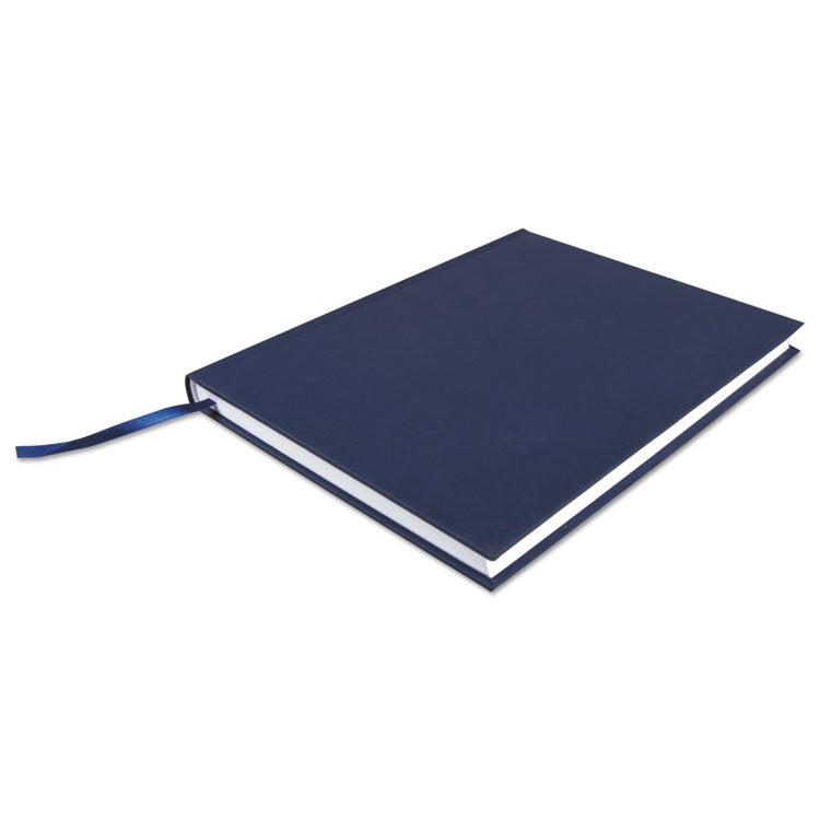 Universal® Casebound Hardcover Notebook, 1-Subject, Wide/Legal Rule, Dark Blue Cover, (150) 10.25 x 7.63 Sheets (UNV66352)