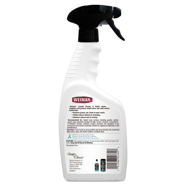 WEIMAN® Granite Cleaner and Polish, Citrus Scent, 24 oz Spray Bottle, 6/Carton (WMN109)