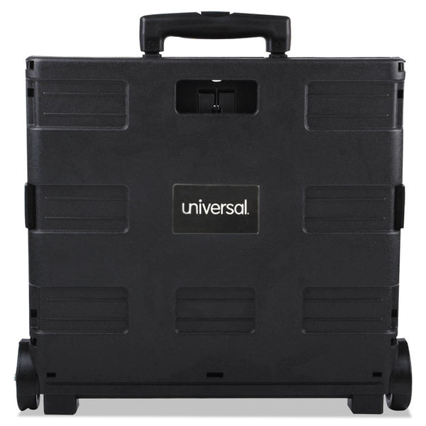 Universal® Collapsible Mobile Storage Crate, Plastic, 18.25 x 15 x 18.25 to 39.37, Black (UNV14110)