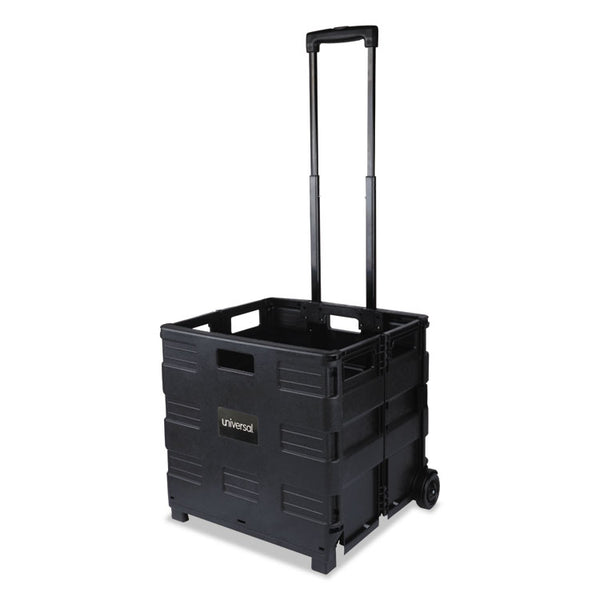 Universal® Collapsible Mobile Storage Crate, Plastic, 18.25 x 15 x 18.25 to 39.37, Black (UNV14110)