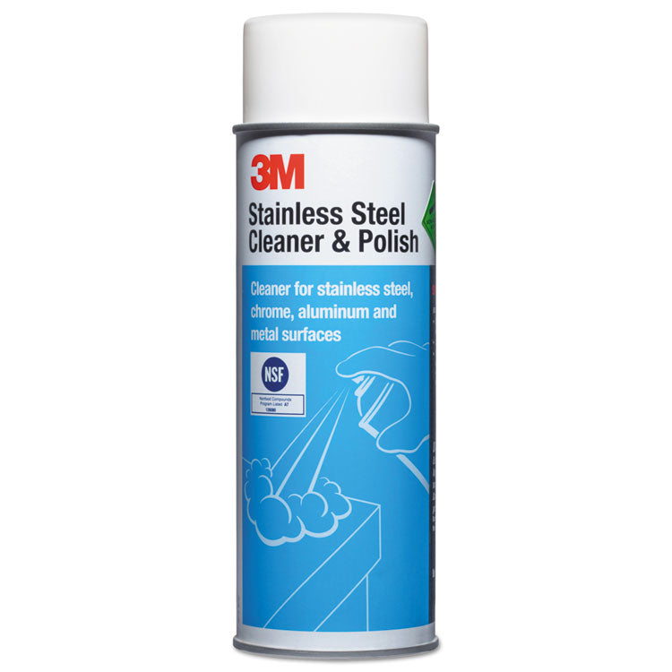 3M™ Stainless Steel Cleaner and Polish, Lime Scent, Foam, 21 oz Aerosol Spray, 12/Carton (MMM14002)