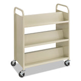 Safco® Steel Double-Sided Book Cart, Metal, 6 Shelves, 300 lb Capacity, 36" x 18.5" x 43.5", Sand (SAF5357SA)