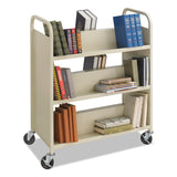 Safco® Steel Double-Sided Book Cart, Metal, 6 Shelves, 300 lb Capacity, 36" x 18.5" x 43.5", Sand (SAF5357SA)