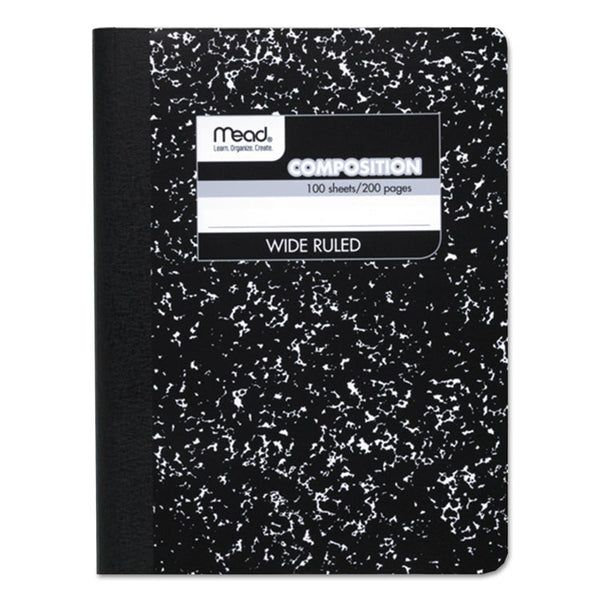 Mead® Composition Book, Wide/Legal Rule, Black Cover, (100) 9.75 x 7.5 Sheets (MEA09910)