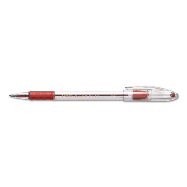 Pentel® R.S.V.P. Ballpoint Pen, Stick, Medium 1 mm, Red Ink, Clear/Red Barrel, Dozen (PENBK91B)
