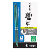 Pilot® FriXion Clicker Erasable Gel Pen, Retractable, Fine 0.7 mm, Green Ink, Green Barrel, Dozen (PIL31476)