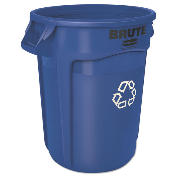 Rubbermaid® Commercial Brute Recycling Container, 32 gal, Polyethylene, Blue (RCP263273BE)