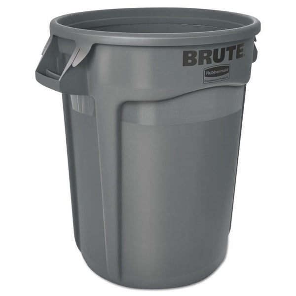 Rubbermaid® Commercial Vented Round Brute Container, 32 gal, Plastic, Gray (RCP263200GY)