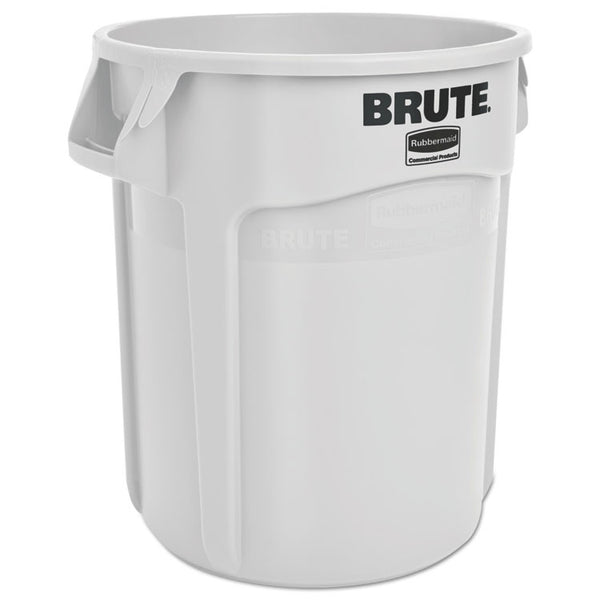 Rubbermaid® Commercial Vented Round Brute Container, 20 gal, Plastic, White (RCP2620WHI)