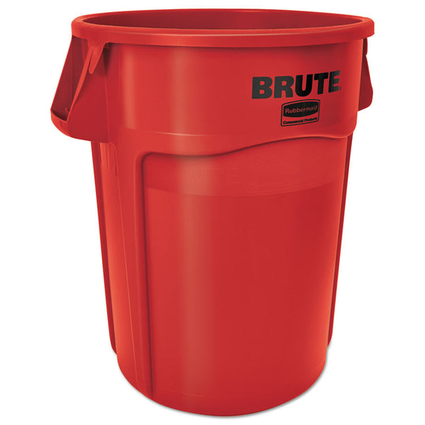 Rubbermaid® Commercial Vented Round Brute Container, 44 gal, Plastic, Red (RCP264360REDEA)