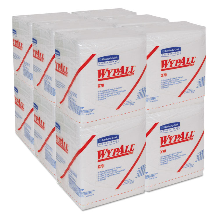 WypAll® X70 Cloths, 1/4 Fold, 12.5 x 12, White, 76/Pack, 12 Packs/Carton (KCC41200)