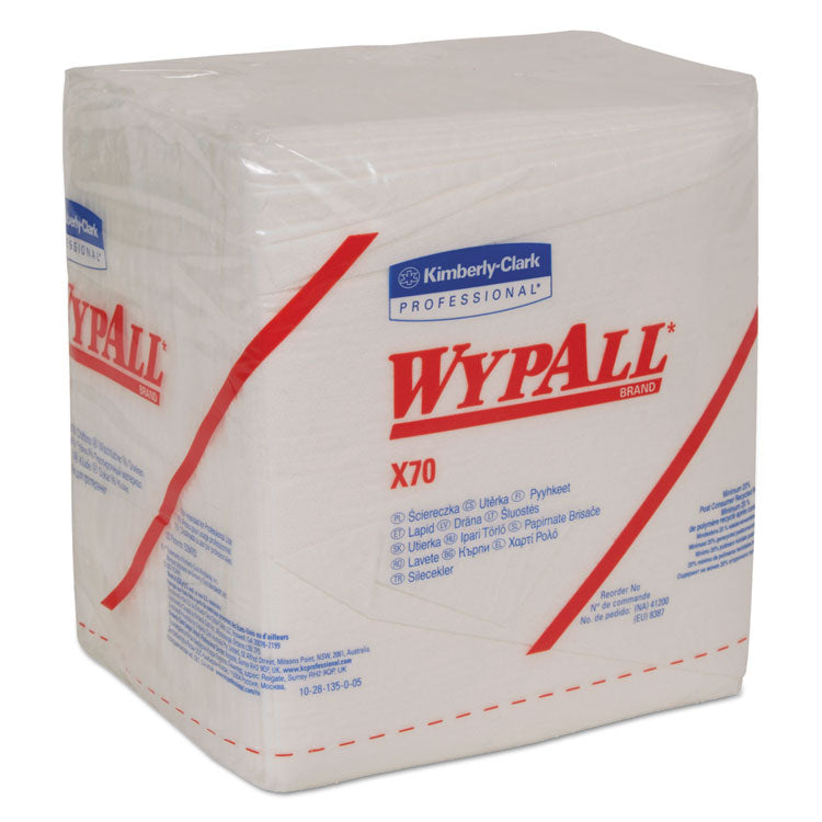 WypAll® X70 Cloths, 1/4 Fold, 12.5 x 12, White, 76/Pack, 12 Packs/Carton (KCC41200)