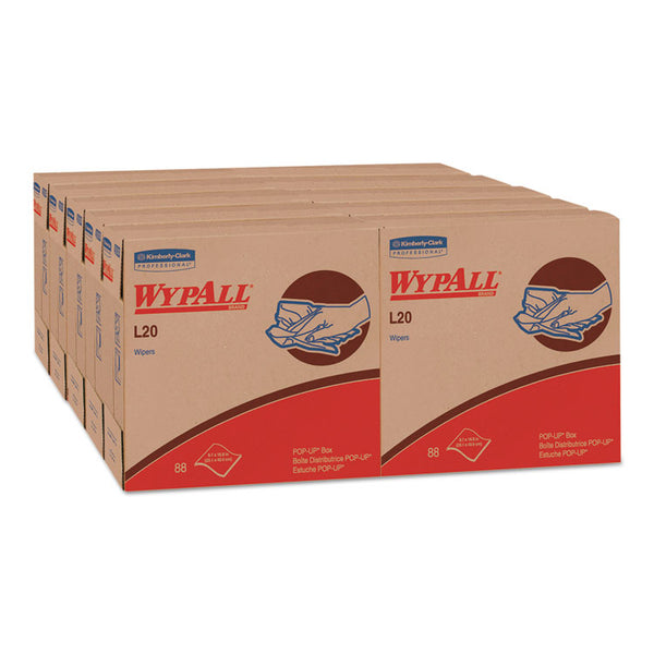 WypAll® L20 Towels, POP-UP Box, 4-Ply, 9.1 x 16.8, Unscented, White, 88/Box, 10 Boxes/Carton (KCC47044)