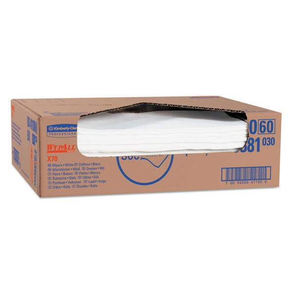 WypAll® X70 Cloths, Flat Sheet, 16.6 x 14.9, White, 300/Carton (KCC41100) Box of 300