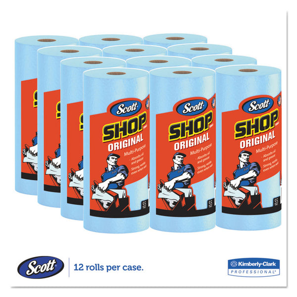 Scott® Shop Towels, Standard Roll, 1-Ply, 9.4 x 11, Blue, 55/Roll, 12 Rolls/Carton (KCC75147) 12 Rolls