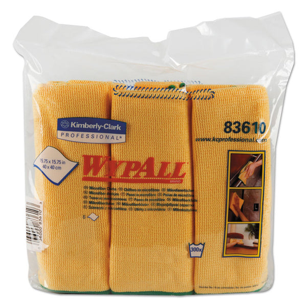 WypAll® Microfiber Cloths, Reusable, 15.75 x 15.75, Yellow, 24/Carton (KCC83610CT) Case of 24