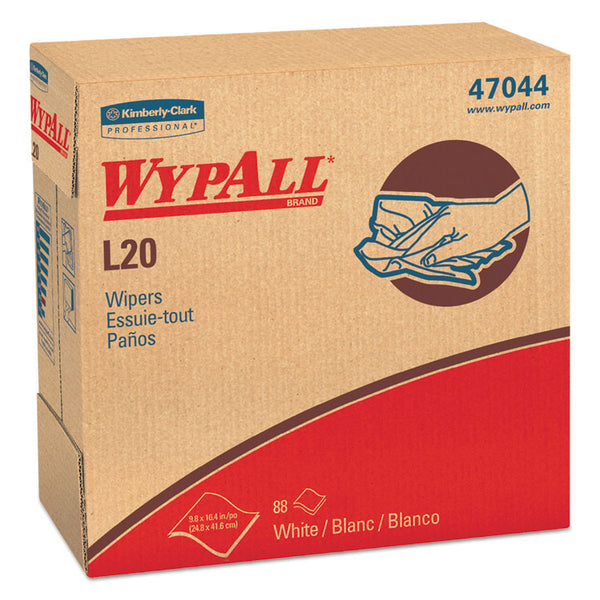 WypAll® L20 Towels, POP-UP Box, 4-Ply, 9.1 x 16.8, Unscented, White, 88/Box, 10 Boxes/Carton (KCC47044)
