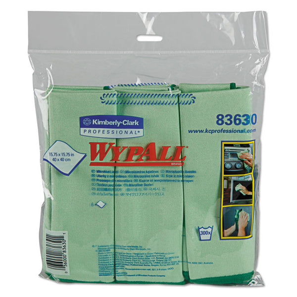 WypAll® Microfiber Cloths, Reusable, 15.75 x 15.75, Green, 24/Carton (KCC83630CT)